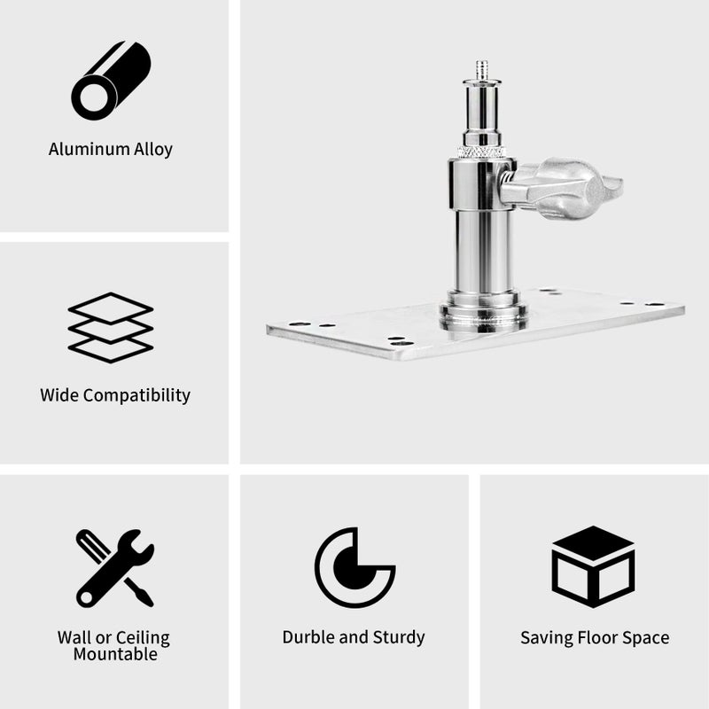 Meking Overhead Camera Wall Mount, 3.34 inch Baby Wall Plate with 1/4 and 3/8 Screw Photography Ceiling Mount for Video Studio Lighting, Strobe Light, Ring Light, Softbox, Flash - Image 5